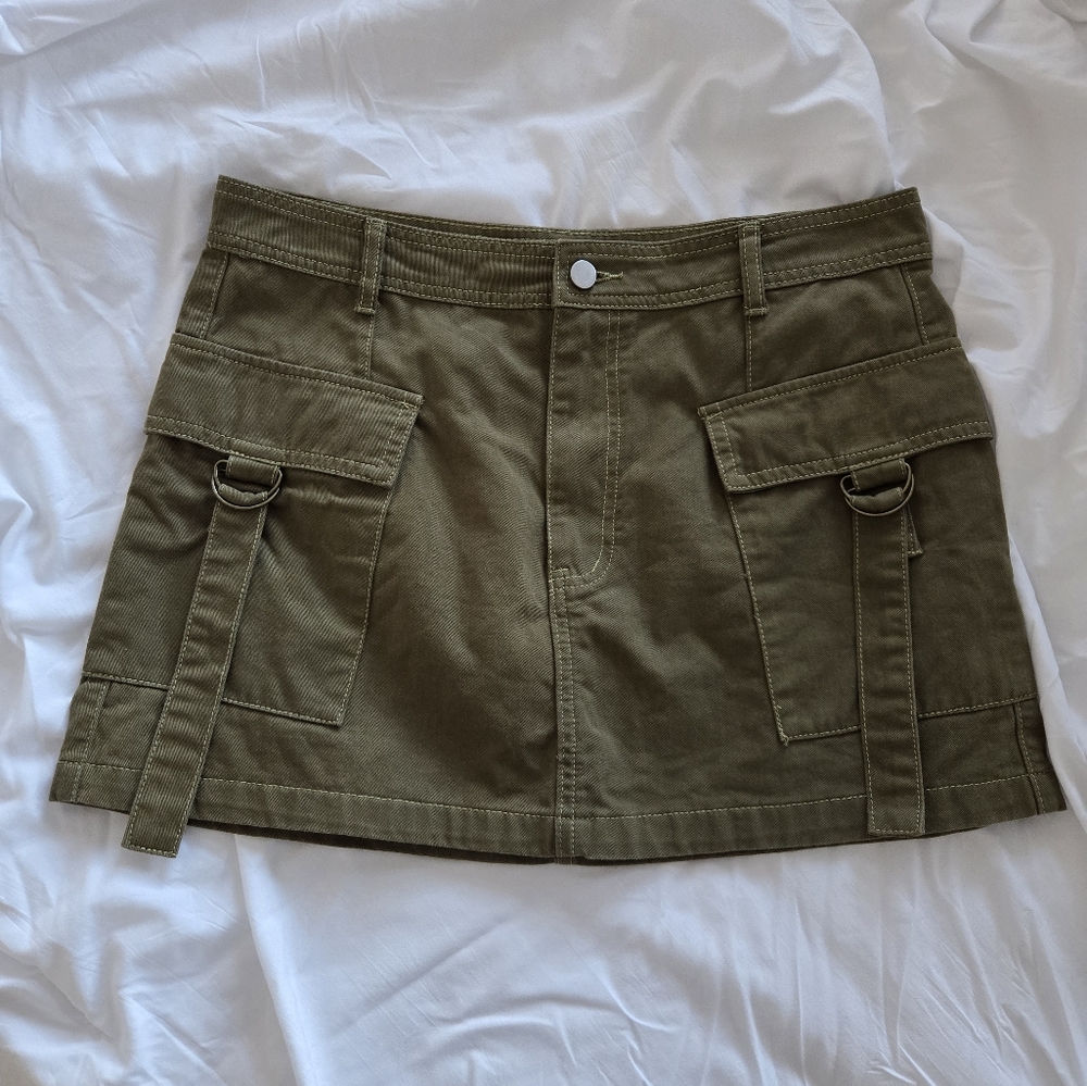 Cider cargo mini skirt, olive green, large